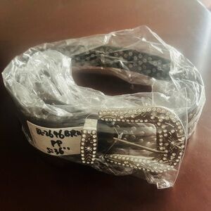 Elegant dark brown Belt with Silver Studded Buckle